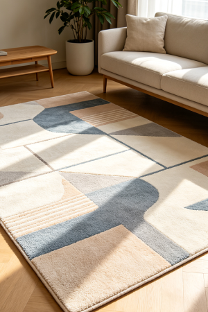 Soft Modern Area Rug With Geometric Pattern Design