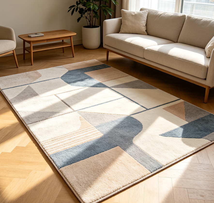 Soft Modern Area Rug With Geometric Pattern Design