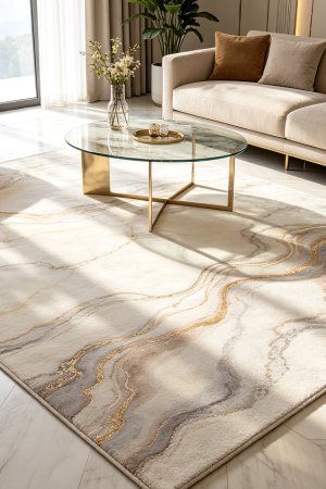 Luxury Inspired Area Rug With Elegant Marble Pattern