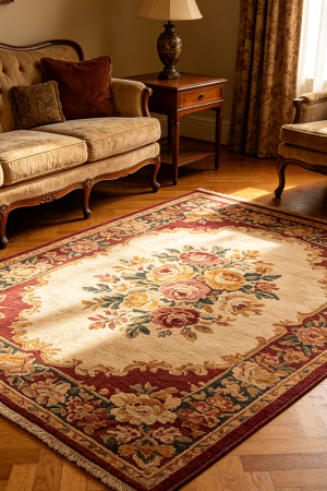 Vintage Style Living Room Rug With Classic Floral Pattern