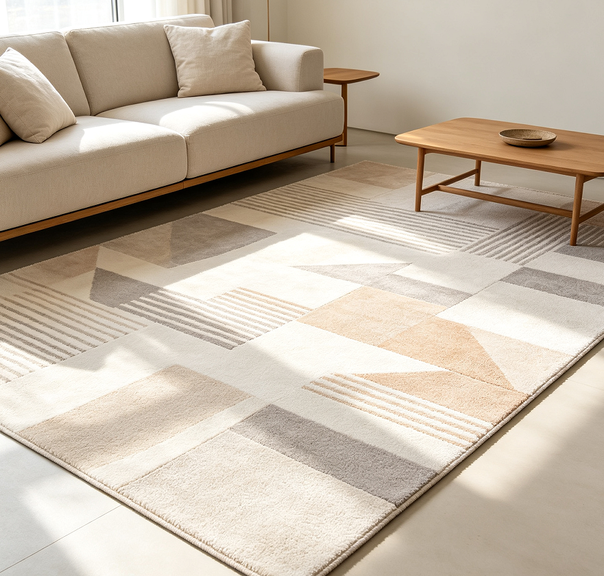 Minimalist Neutral Tone Floor Rug For Home Decoration