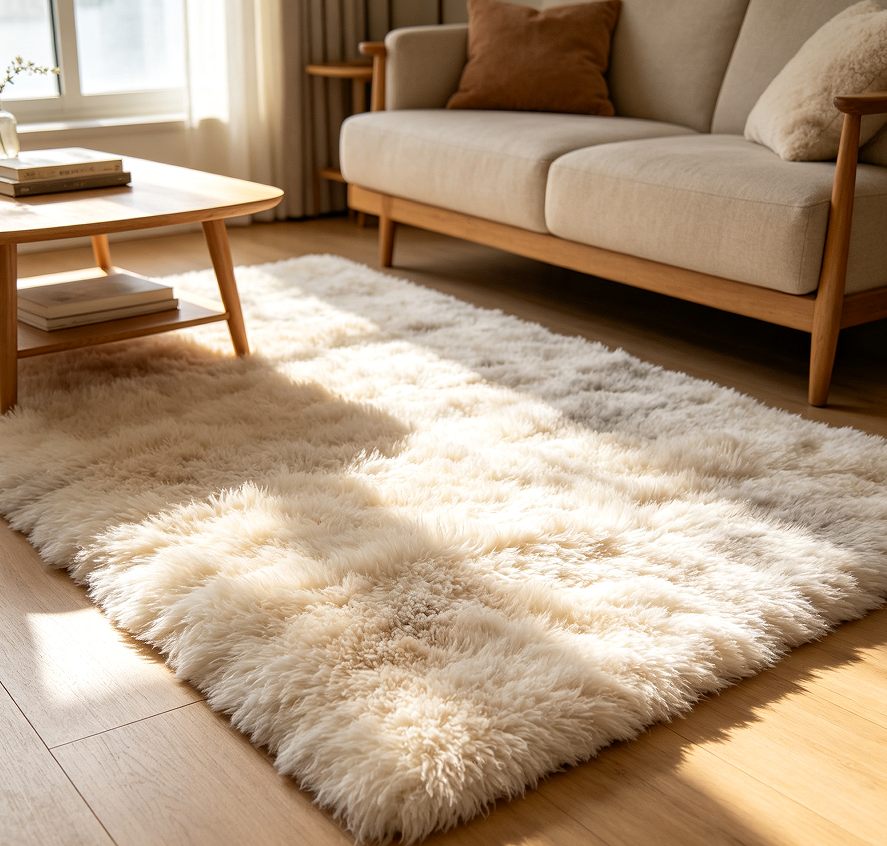 Plush Shaggy Carpet Rug For Bedroom And Living Room