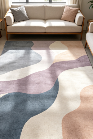 Contemporary Abstract Floor Rug With Artistic Color Design