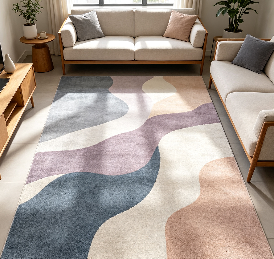 Contemporary Abstract Floor Rug With Artistic Color Design