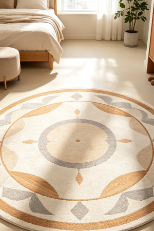 Round Decorative Rug For Bedroom And Entryway Spaces