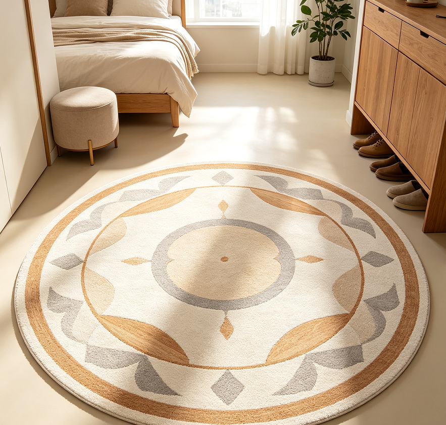 Round Decorative Rug For Bedroom And Entryway Spaces